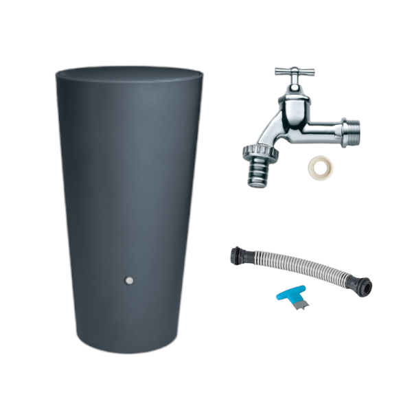 Regentonne Set Clean grau Kunststoff 210 Liter Fassungsvermögen Komplettset