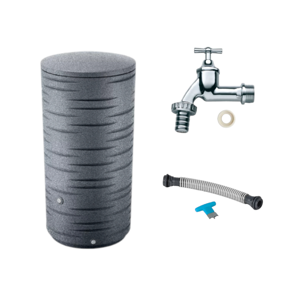 Regentonne Set Urban grau Kunststoff 290 Liter Fassungsvermögen Komplettset