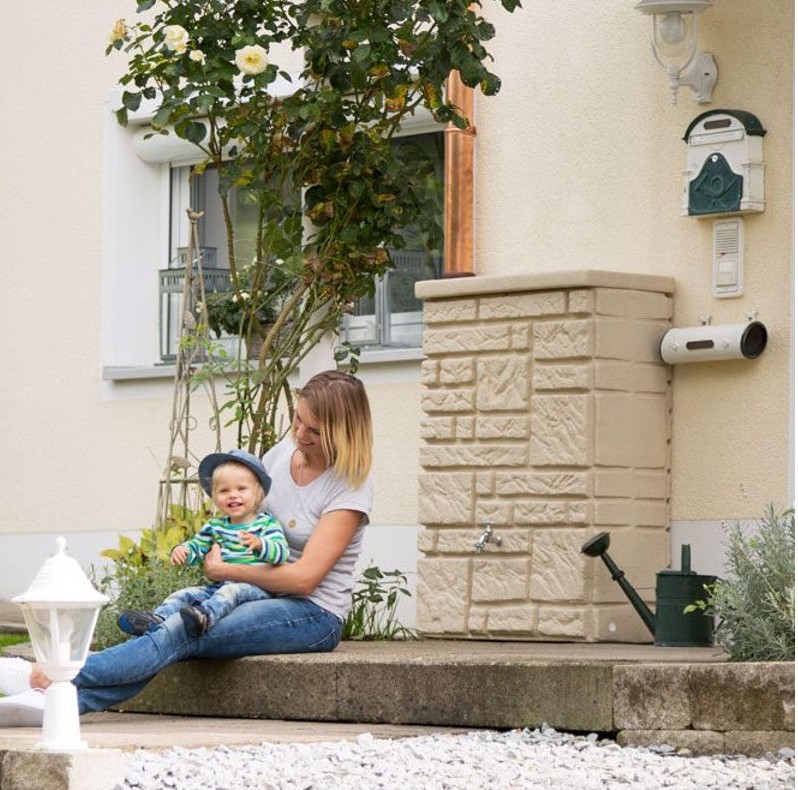 Regentonne Maurano 300 Liter sandstein