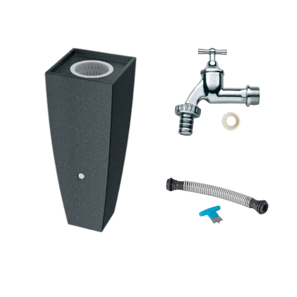 Regentonne Set Compact grau Kunststoff Fassungsvermögen 100 L Komplettset