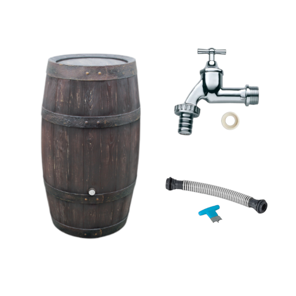 Regentonne Set Vintage umbra Kunststoff Fassungsvermögen 250 Liter Komplettset